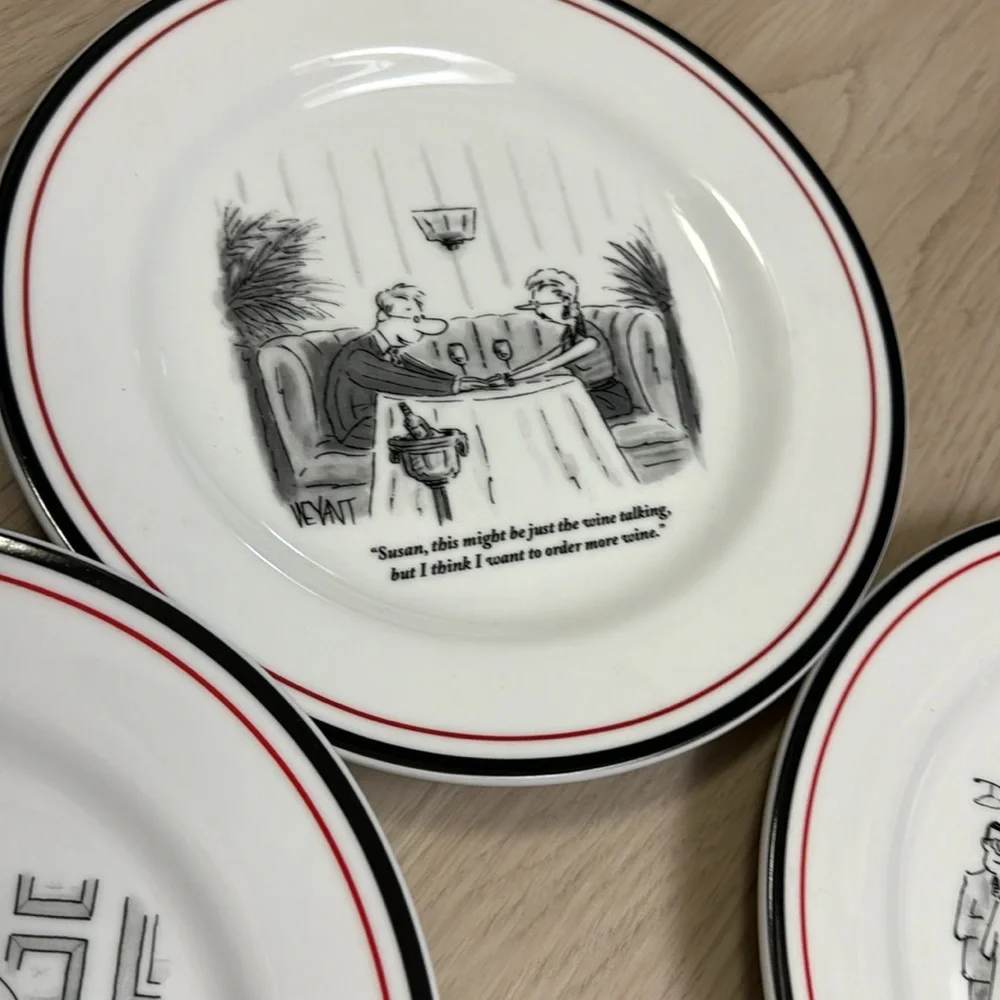 Restoration hardware New Yorker plate set cartoons 5 PC RESTORATION HARDWARE